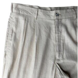 Alan Flusser Mens Linen Pants 34x32 Relaxed Fit Lightweight Pleated Front Preppy
